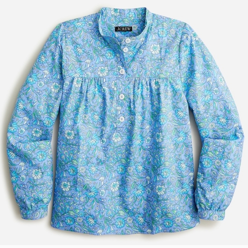 J. Crew Blue and Green Floral Shirt - Picture 3 of 7